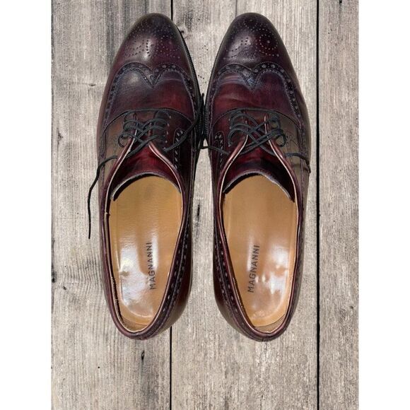 Magnanni Wingtip Oxford Leather Shoes Mens Size 11.5M Burgundy 15884 Style main image 8